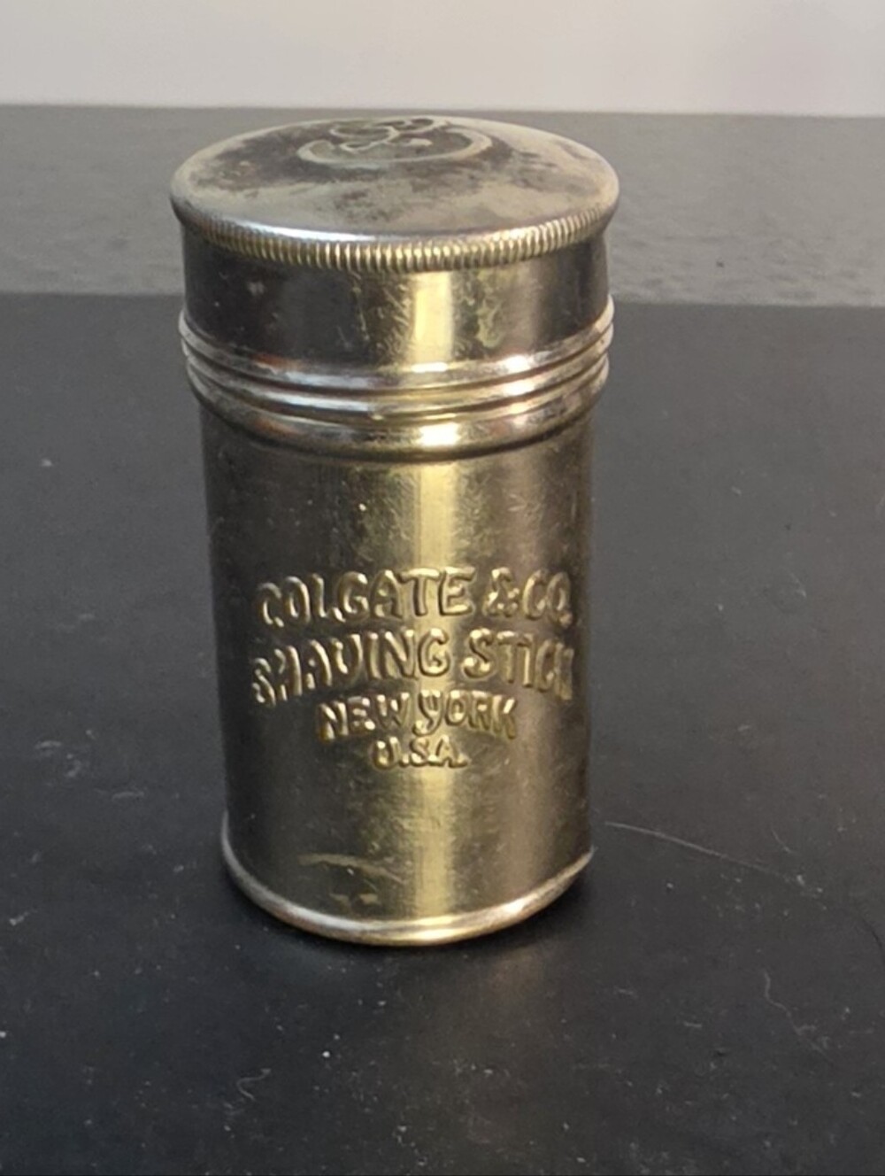 Metal Colgate Shaving Stick Container in Tin Finish